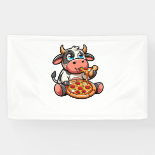 Lona Animales de vaca comiendo pizza marigherita comida