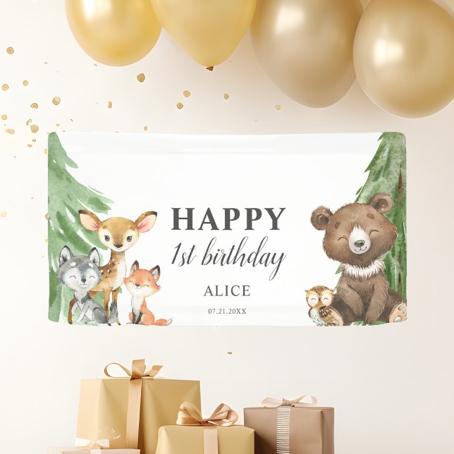 Lona Animales de Woodland Primer cumpleaños (Subido por el creador)