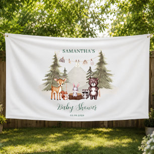 Lona Animales del bosque en acuarela para baby shower n