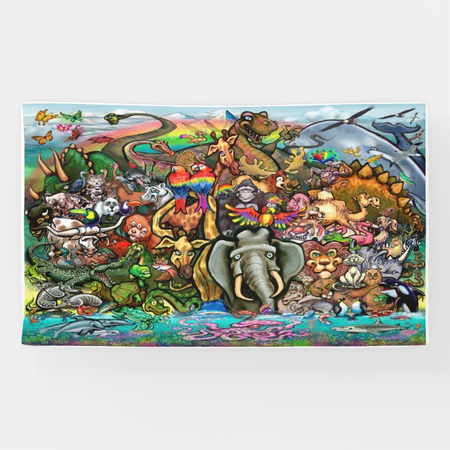 Lona Animales del planeta Tierra (Horizontal)
