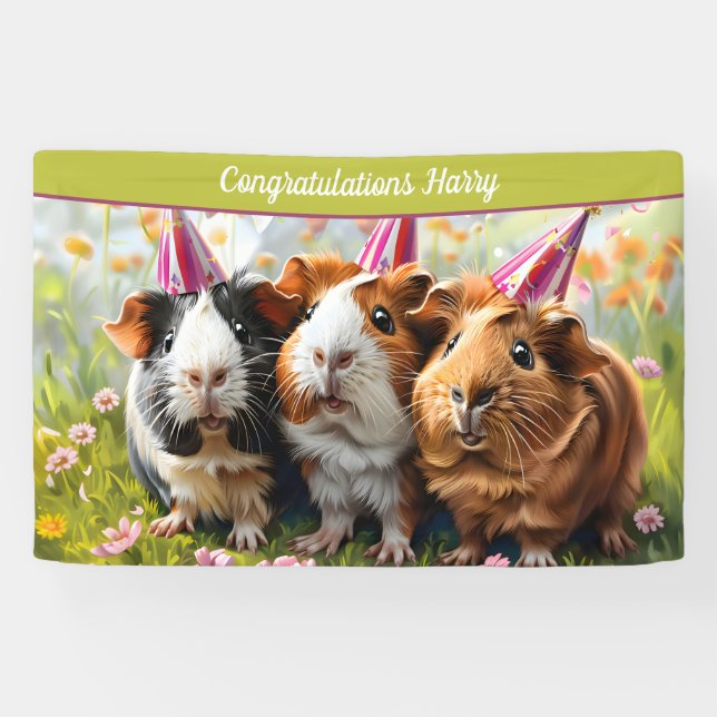 Lona Animales fiestas - 3 cerdos de Guinea (Horizontal)