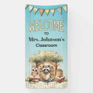 Lona Animales Lindo del Bosque Bienvenidos Aula Escuela