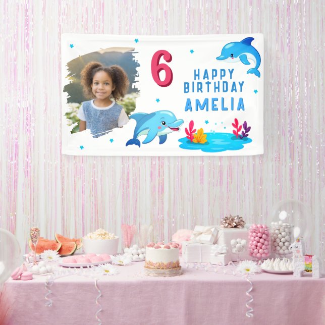 Lona Animales Marinos Delfín Bonito Foto Fiesta de Cump (Fiesta)
