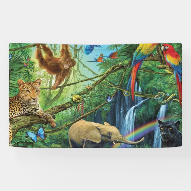 Lona Animales que viven juntos tiran almohada (Horizontal)