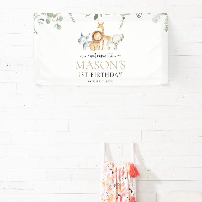 Lona Animales Safari, jungla, salvaje, bienvenida de cu (in situ)