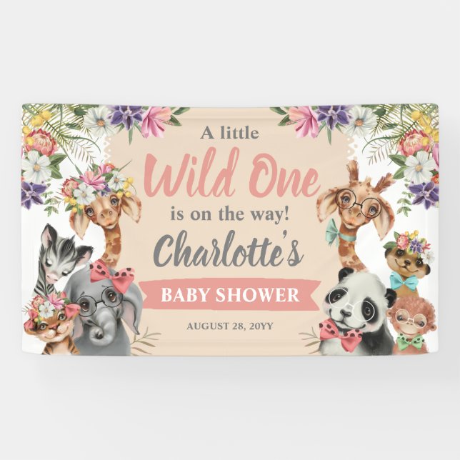 Lona Animales salvajes de safari salvajes Baby Shower d (Horizontal)