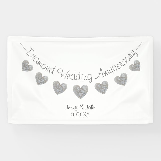 Lona Aniversario Boda de Diamantes Personalizado 60 (Horizontal)
