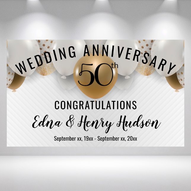 Lona Aniversario de Bodas de Oro 50 (Golden 50th Wedding Anniversary Banner)
