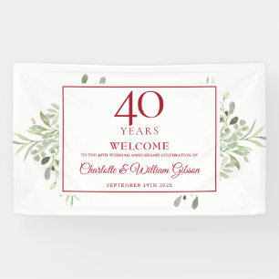 Lona Aniversario de bodas de rubí 40º Bienvenida con ve