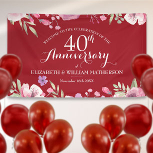 Lona Aniversario de Bodas de Rubí 40º Rosas de Bienveni