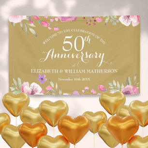Lona Aniversario de Bodas número 50 Rosas de Acuarela B