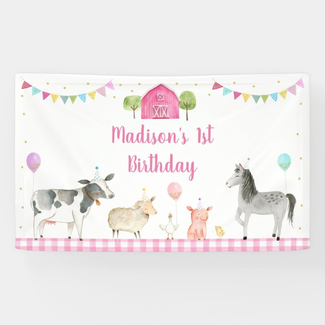 Lona Aniversario de cumpleaños del Barnyard de la granj (Horizontal)