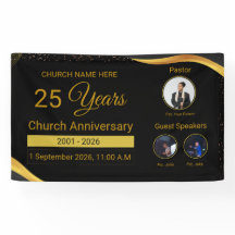 Aniversario de la Iglesia Elegante Negro y Dorado