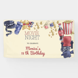 Lona Aniversario de la noche de la película para niños