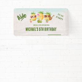 Lona Aniversario de la Playa Tropical de Luau Pineapple