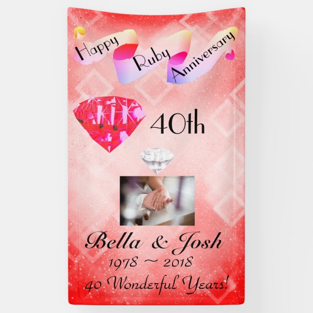 Lona Aniversario del 40º Boda vertical personalizado (Vertical)