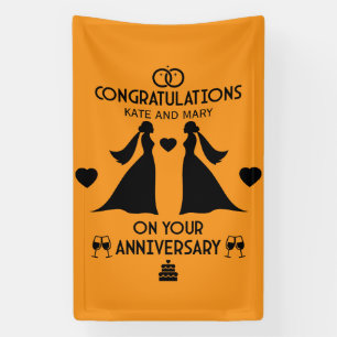 Lona Aniversario del Boda de Chicas gay