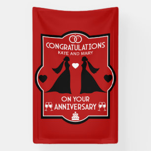 Lona Aniversario del Boda de Chicas gay