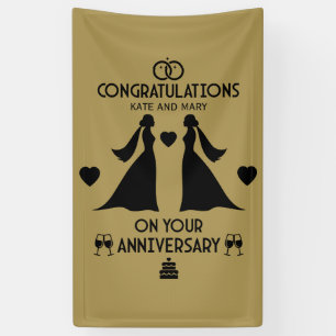 Lona Aniversario del Boda de Chicas gay
