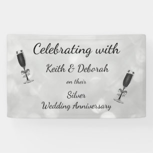 Lona Aniversario del Boda de plata personalizado