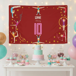 Lona Aniversario del chica deportivo de acrobacia y gim