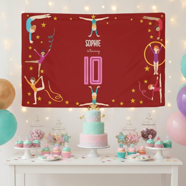 Lona Aniversario del chica deportivo de acrobacia y gim (Subido por el creador)