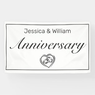 Lona Aniversario del Corazón Blanco Minimalista Moderno