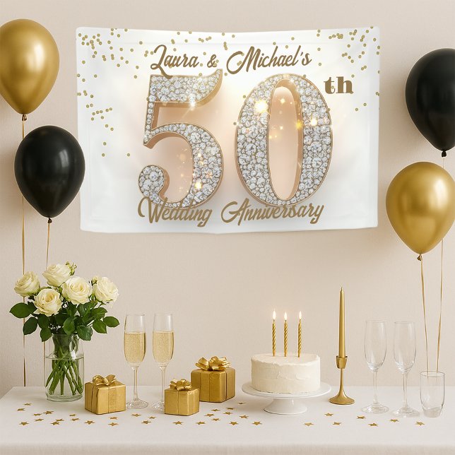 Lona Aniversario del Diamante Dorado 50° Boda (Subido por el creador)