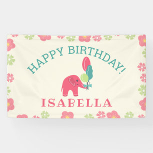 Lona Aniversario del Elefante con Chicas de los Globos