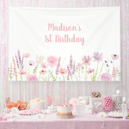 Lona Aniversario del Jardín de Flor Silvestre Rosa