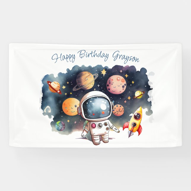 Lona Aniversario del Niño de Planetas del Espacio Ultra (Horizontal)