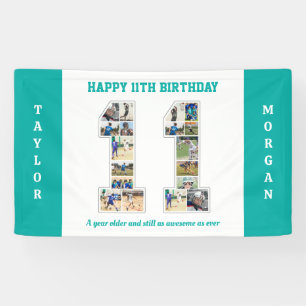 Lona Aniversario número 11 de cumpleaños Collage de fot