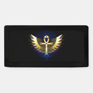 Lona Ankh de oro con alas