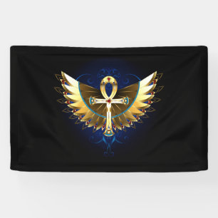 Lona Ankh de oro con alas