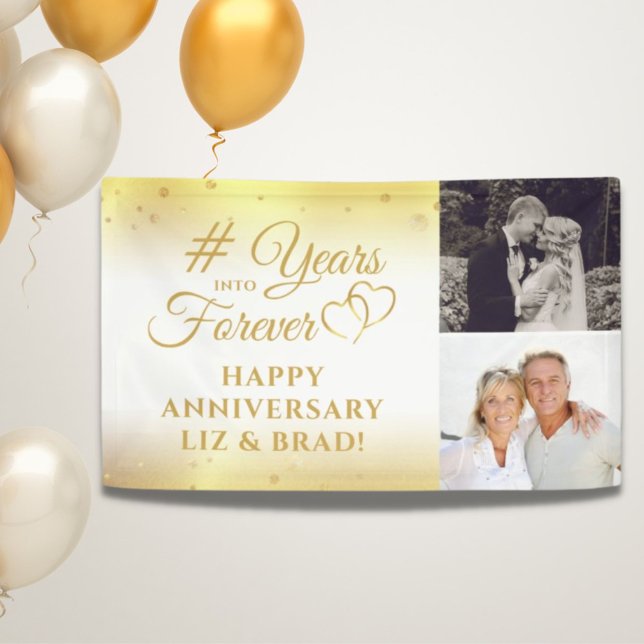 Lona Anniversary Gold Hearts YEARS INTO FOREVER 2 Photo (Subido por el creador)