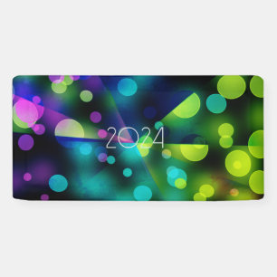 Lona Año nuevo 2024 con burbujas multicolor