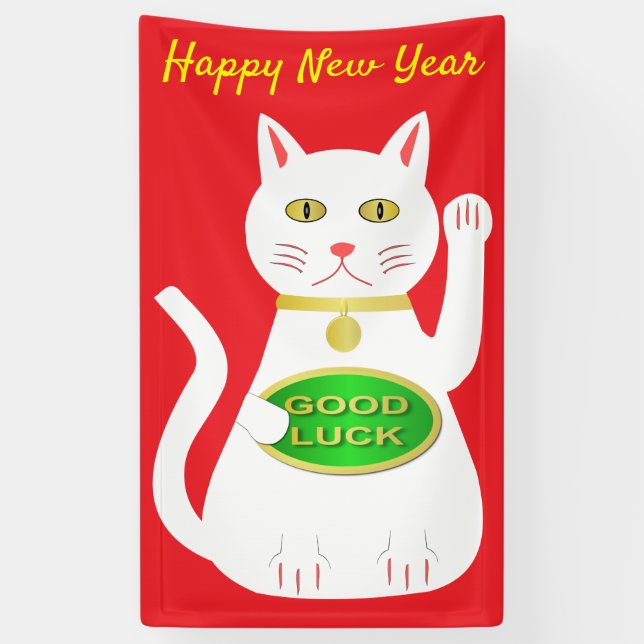 Lona Año Nuevo Chino Personalizado Gato Afortunado Orie (Vertical)