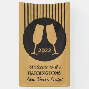 Lona Año personalizado y mensaje Cartel de Champagne
