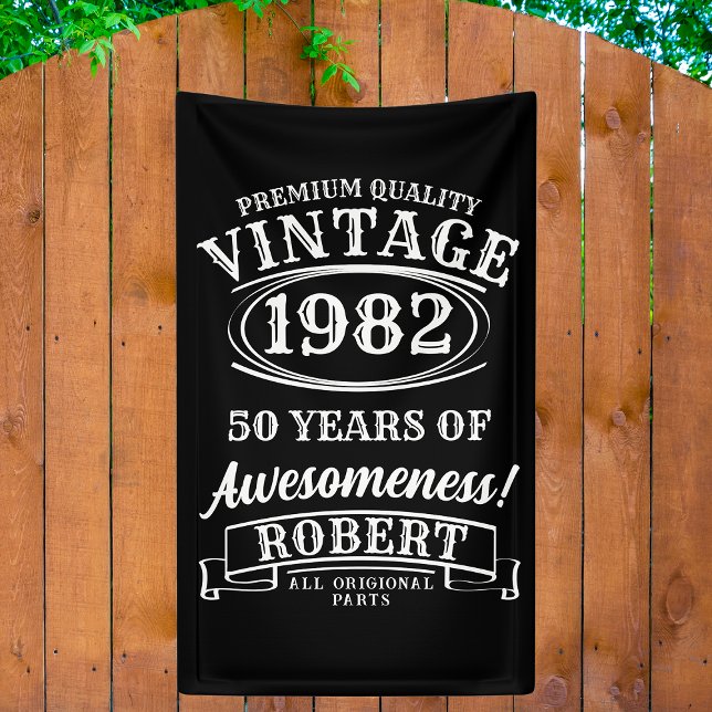 Lona Años A Perfección Cumpleaños Vintage Personalizado (Subido por el creador)