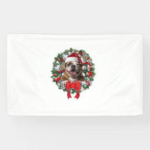 Lona Antiguos Navidades de Bulldog ingleses Wreath Deco
