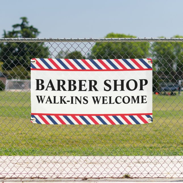 Lona Anuncio comercial de barbería que acepta clientes  (in situ)