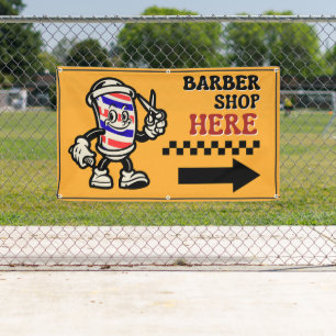 Lona Anuncio de Barbería Aquí Flecha Girar a la Derecha