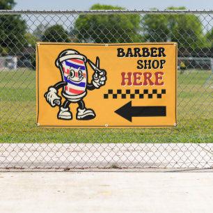 Lona Anuncio de Barbería Aquí Flecha Girar a la Izquier
