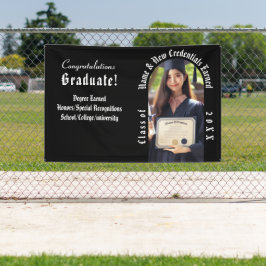 Lona Anuncio de foto de graduación moderna en blanco y 