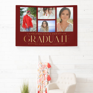 Lona Anuncio de graduación con múltiples fotos y letra