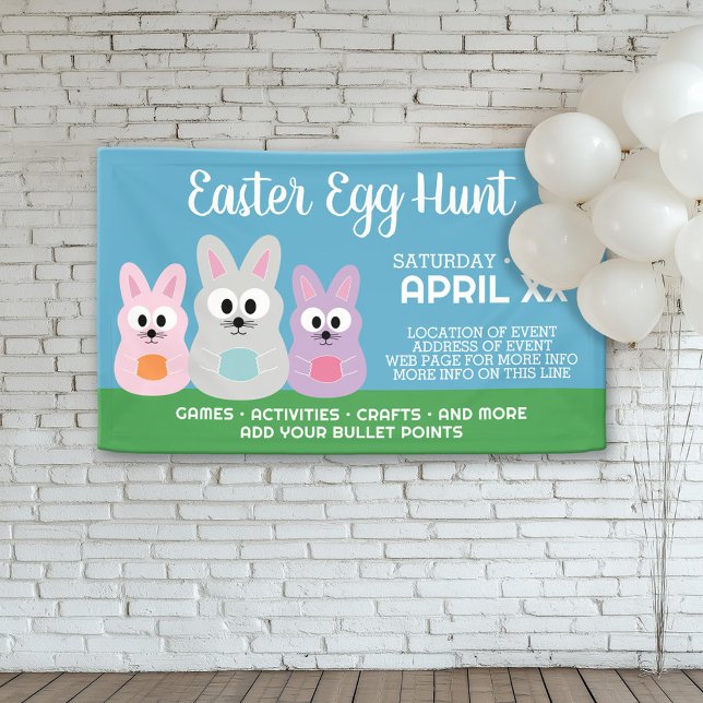 Lona Anuncio de la cacería de huevos de pascua - Conejo (Custom Easter Egg Hunt Banner)