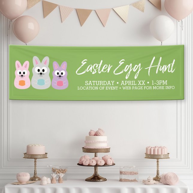 Lona Anuncio de la cacería de huevos de pascua - Conejo (Custom Easter Egg Hunt Banner)