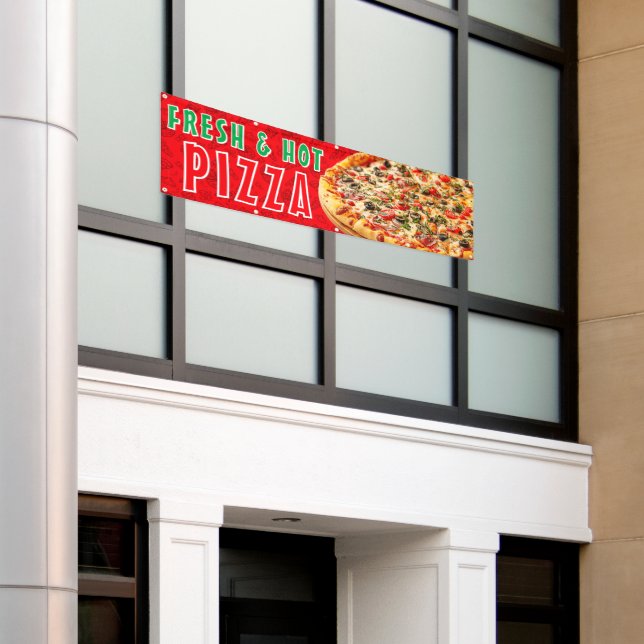 Lona Anuncio de Pizza Caliente y Fresca con Pepperoni Q (Edificio exterior)
