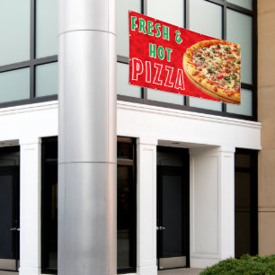 Lona Anuncio de Pizza Fresca y Caliente con Pepperoni Q