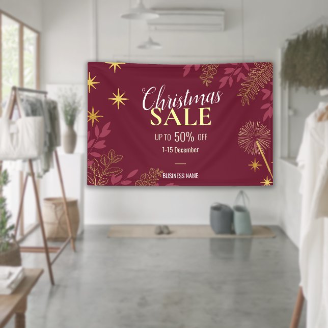 Lona Anuncios promocionales de venta de Navidades rojos (Red Christmas Business Sale Business Promotion Ads Banner)